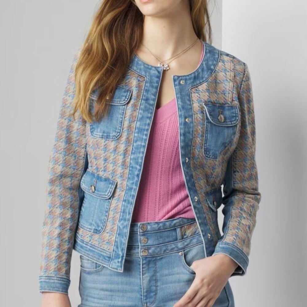 WHBM Denim + Tweed Jacket